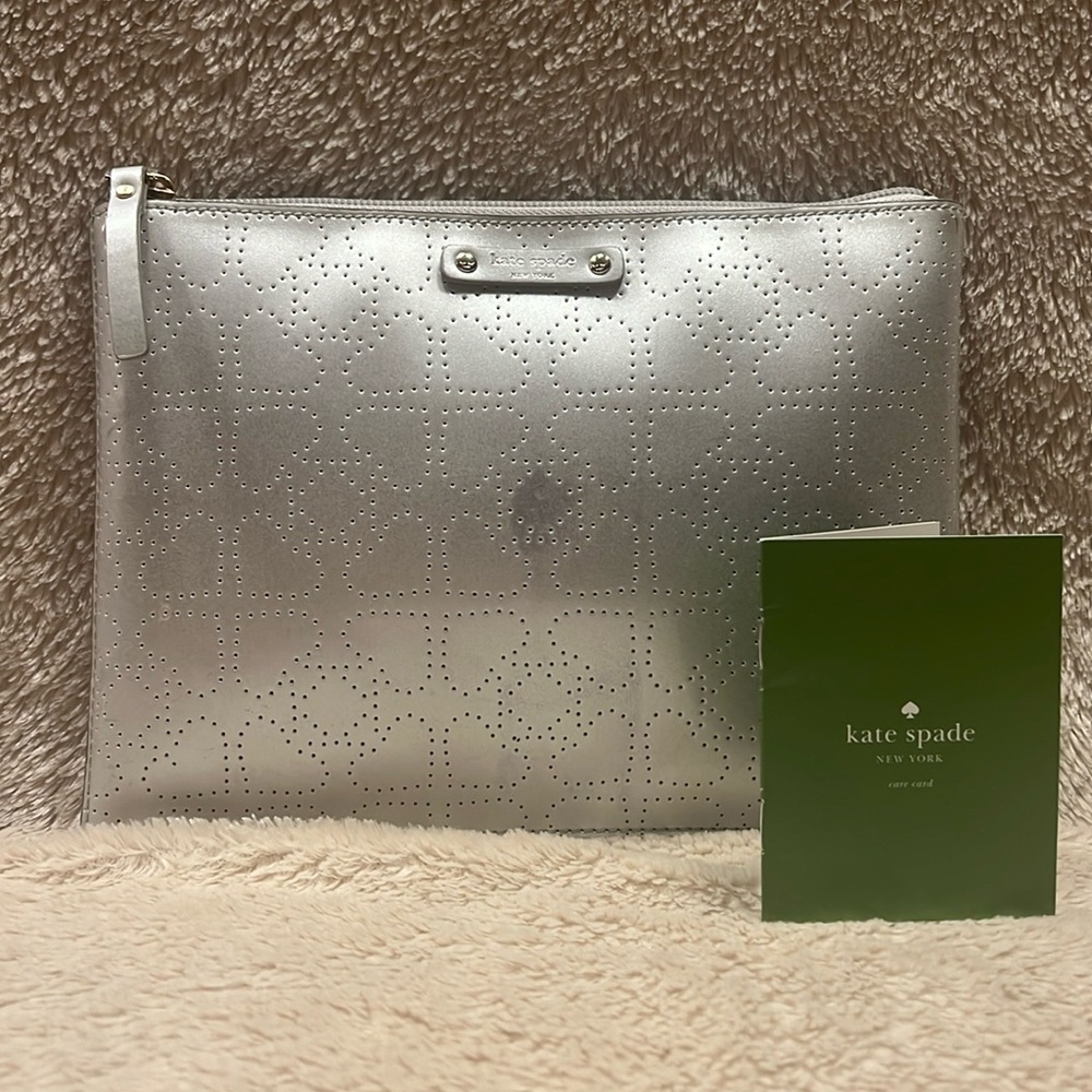 KATE SPADE Little Shiloh Silver Zippered Pouch from Beale Street Collection